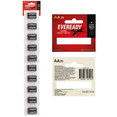 Pack x 10 Pila Eveready 2A Carbón 2un /20