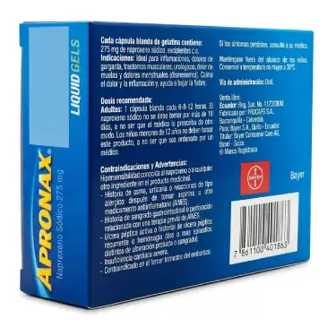Apronax Liquid Gels 275mg/20
