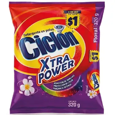 Detergente en Polvo Ciclon 320g Xtra Power Floral /30